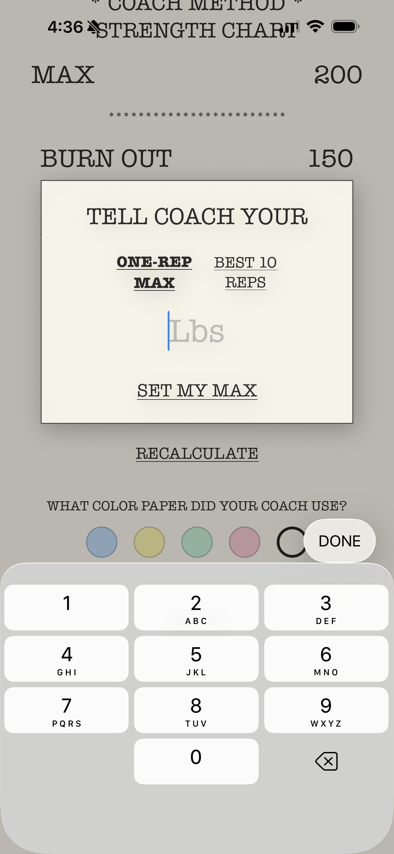 Coach Method maximum lift calculator